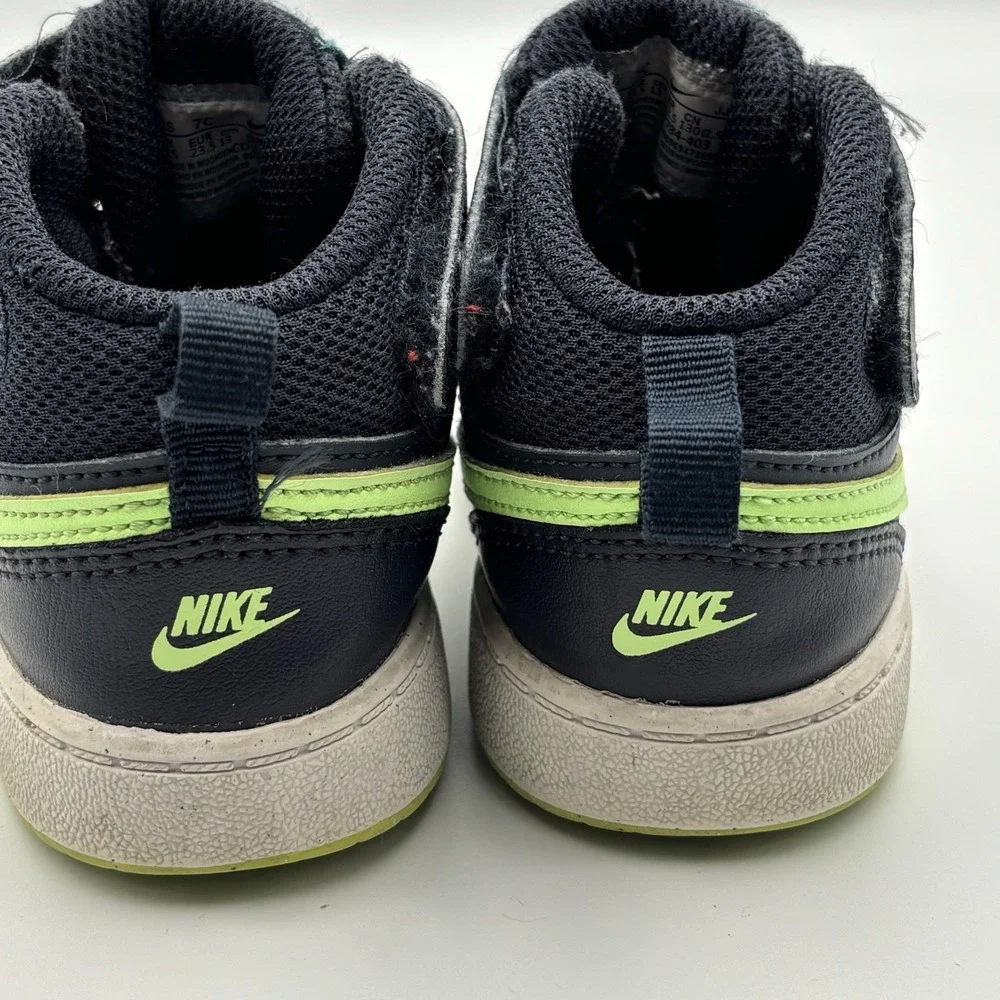 Nike Court Borough Mid 2 TD Black Green CD7784-403‎ Toddler Sz7C UK 6.5 EUR23.5